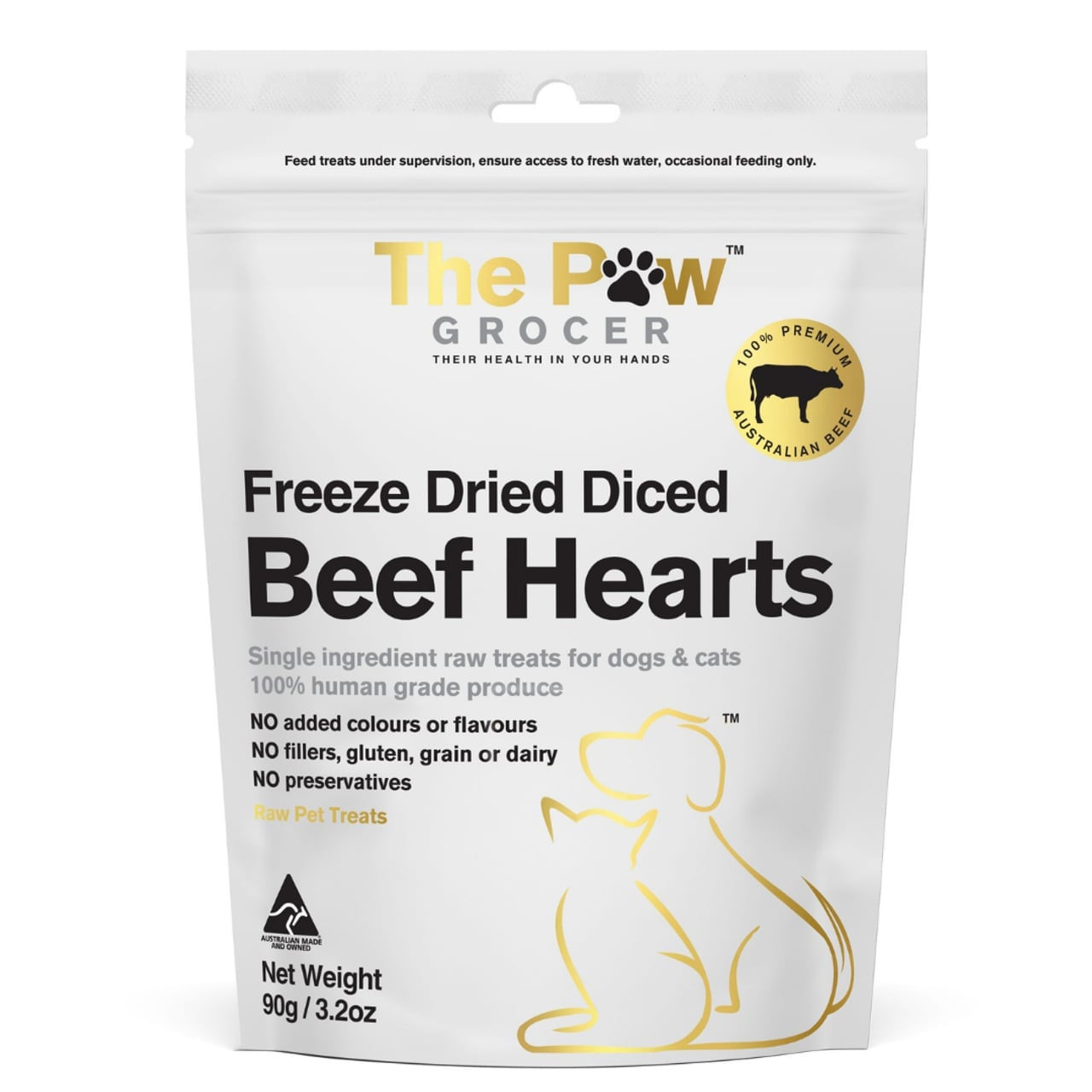 The Paw Grocer - Freeze Dried Beef Hearts for Cats and Dogs 90g - Image 1 of 2