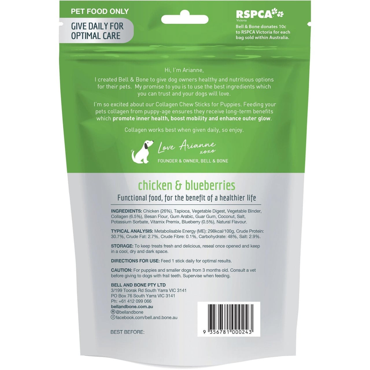 Bell & Bone - Collagen Chew Sticks for Puppies & Small Dogs - Chicken 5 Sticks - Image 2 of 2