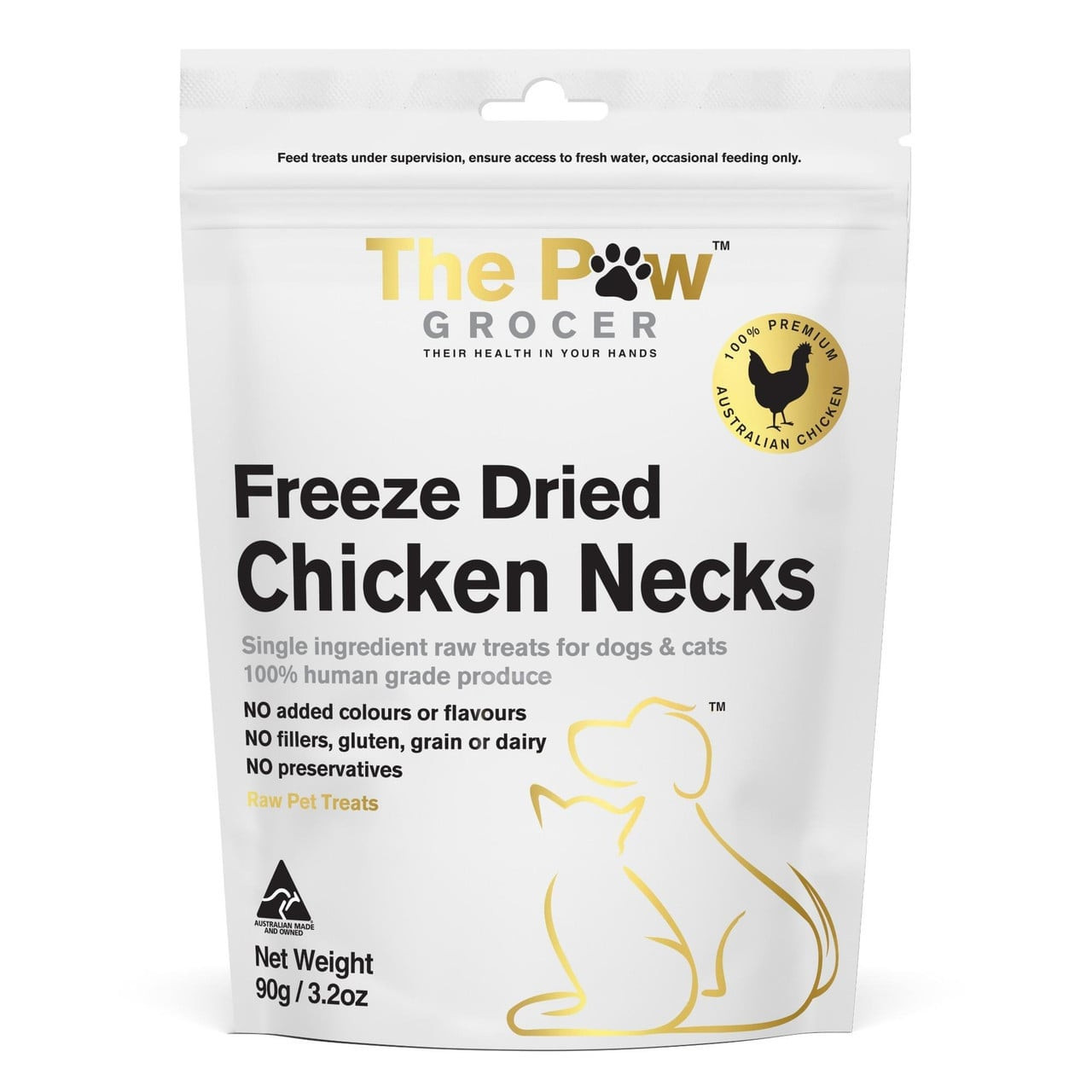 The Paw Grocer - Freeze Dried Chicken Necks for Cats and Dogs 90g - Image 1 of 2