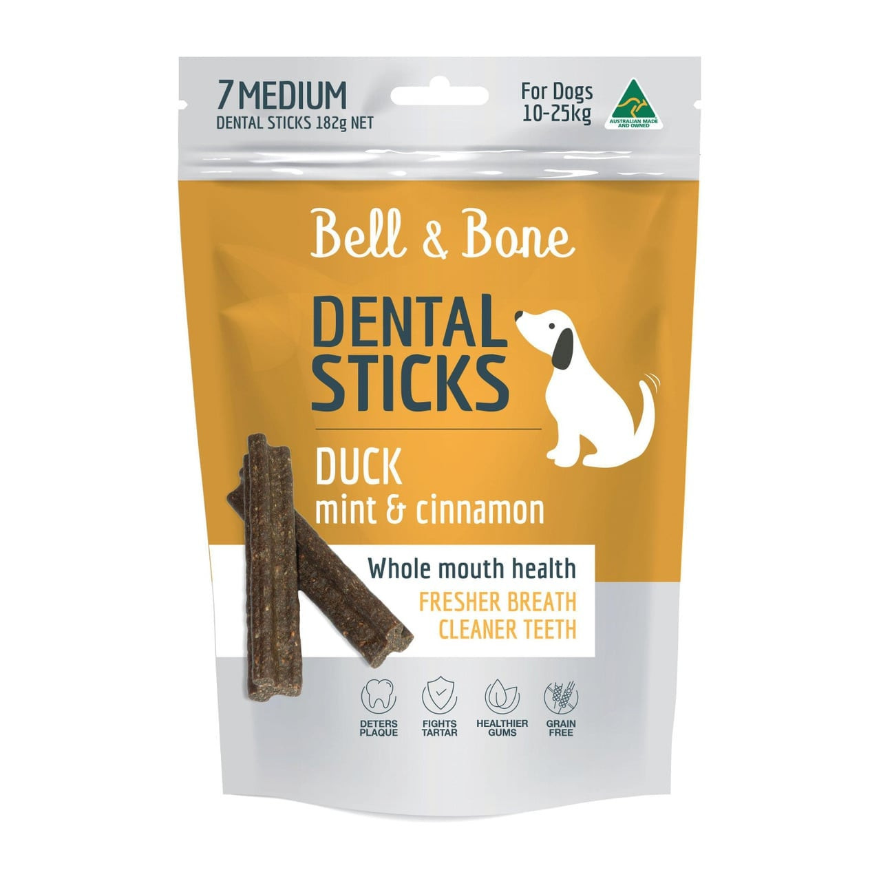 Bell & Bone Dental Sticks - Duck, Mint & Cinnamon, Medium 7 Sticks - Image 1 of 2
