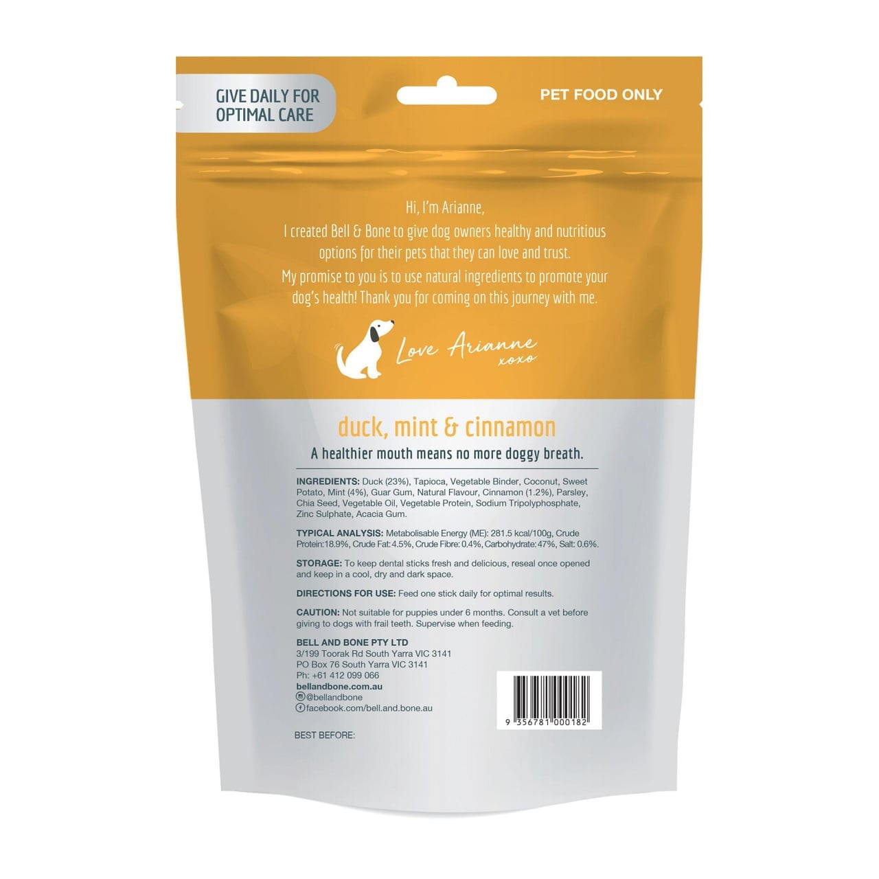 Bell & Bone Dental Sticks - Duck, Mint & Cinnamon, Medium 7 Sticks - Image 2 of 2