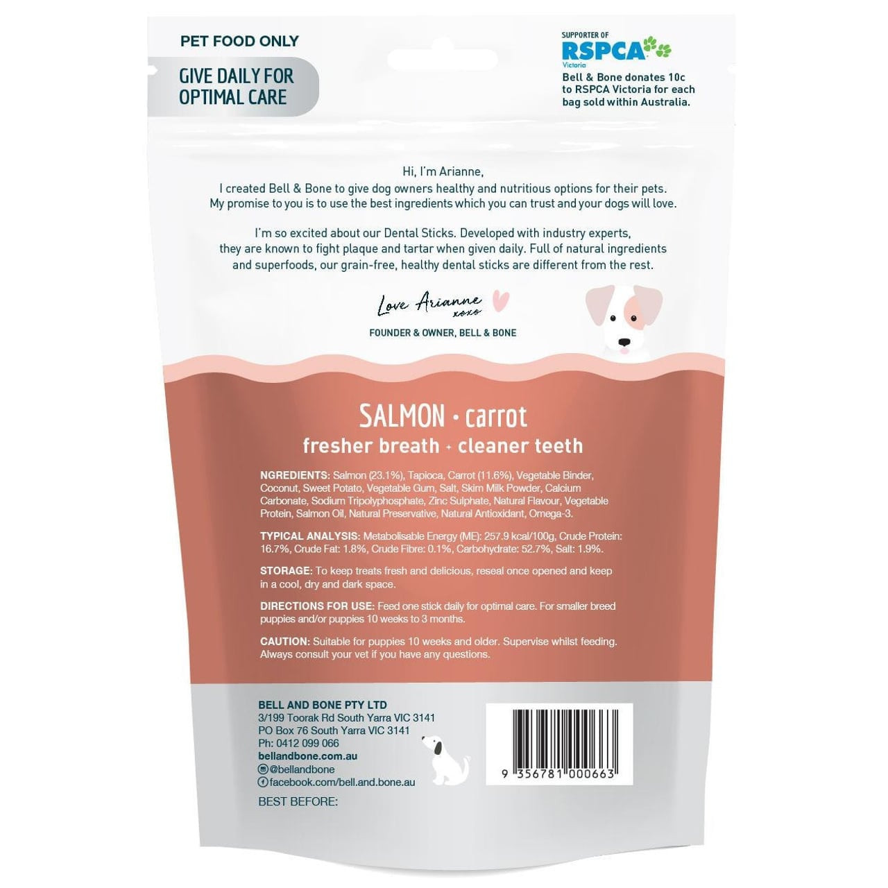 Bell & Bone - Small Puppy Dental Chews -Salmon 7 Sticks - Image 2 of 2