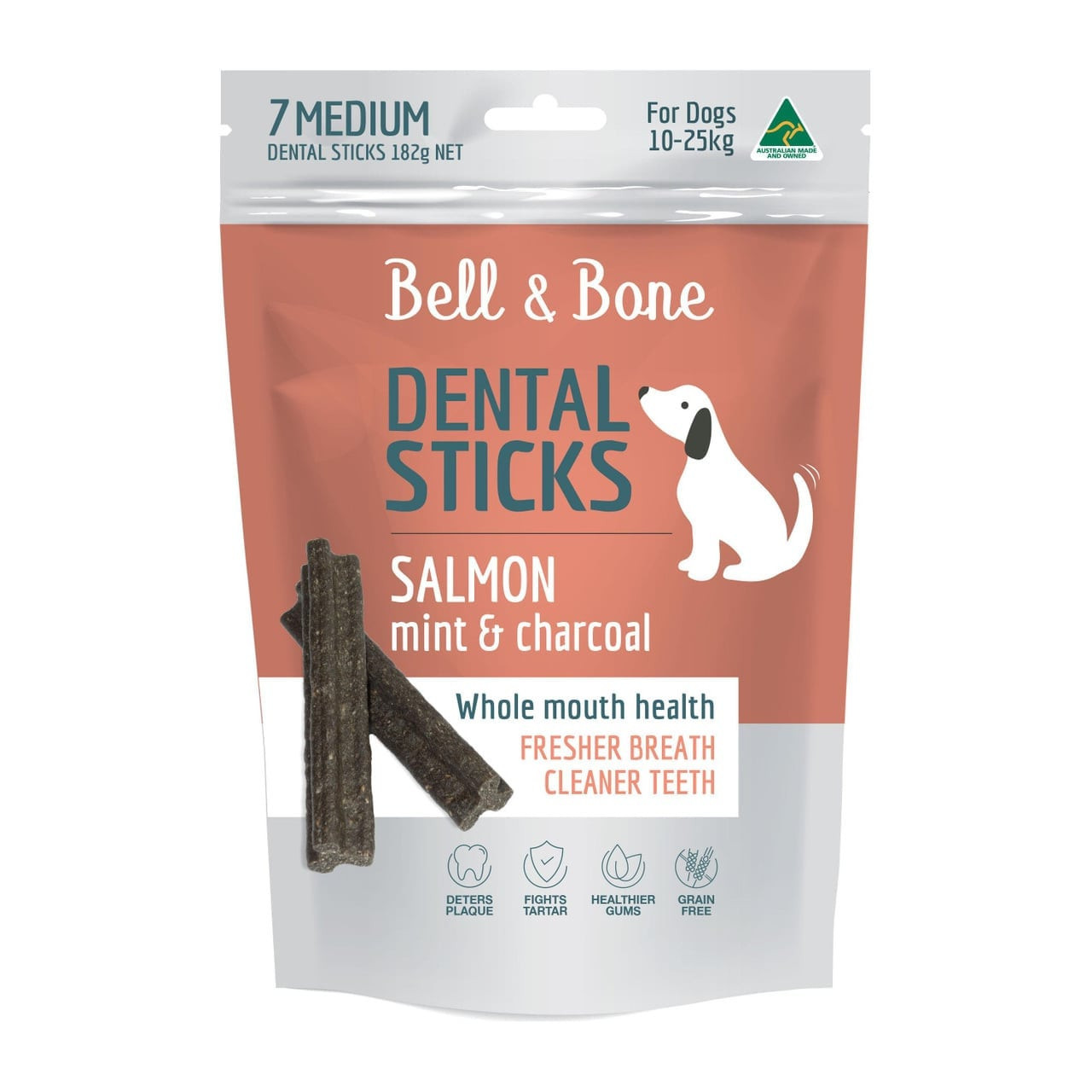 Bell & Bone Dental Sticks - Salmon, Mint & Charcoal, Medium 7 Sticks - Image 1 of 2