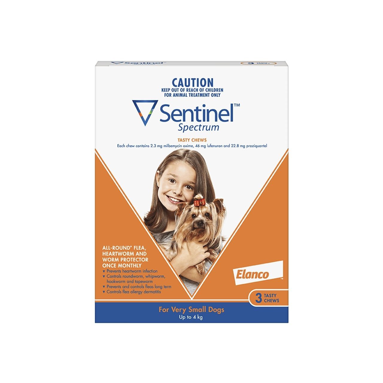 Sentinel Spectrum Tasty Chews for Very Small Dogs <4kg - Orange 3 pack