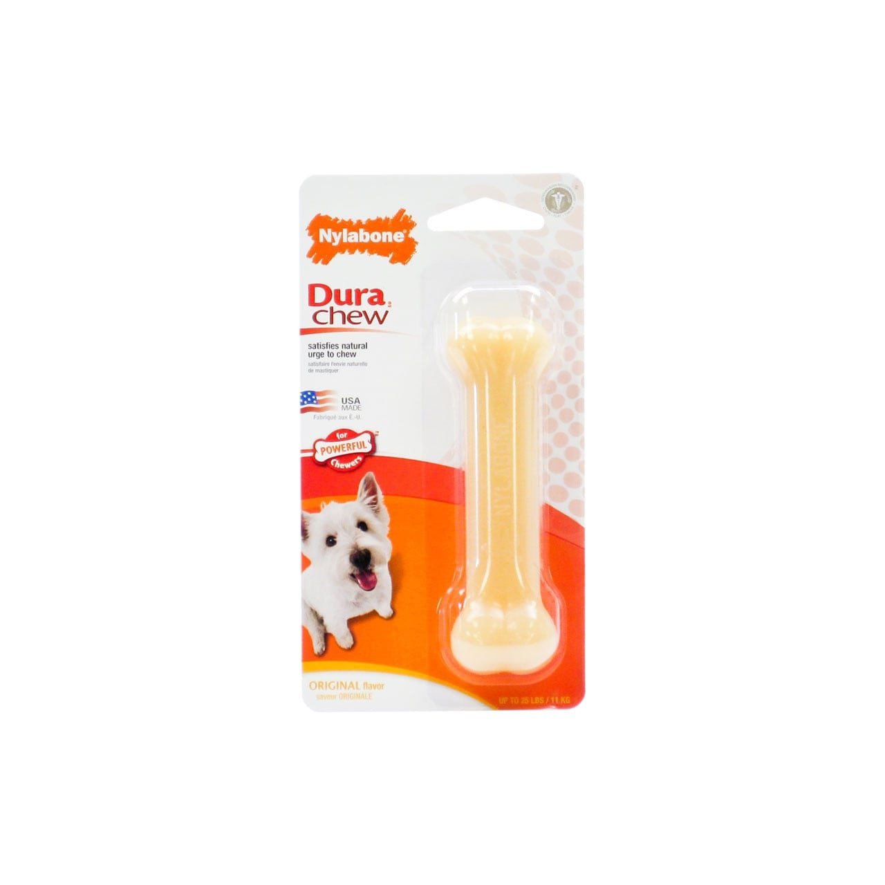 Nylabone Dura Chew Original Flavor for dogs, tough chew toy, promotes healthy teeth and gums.