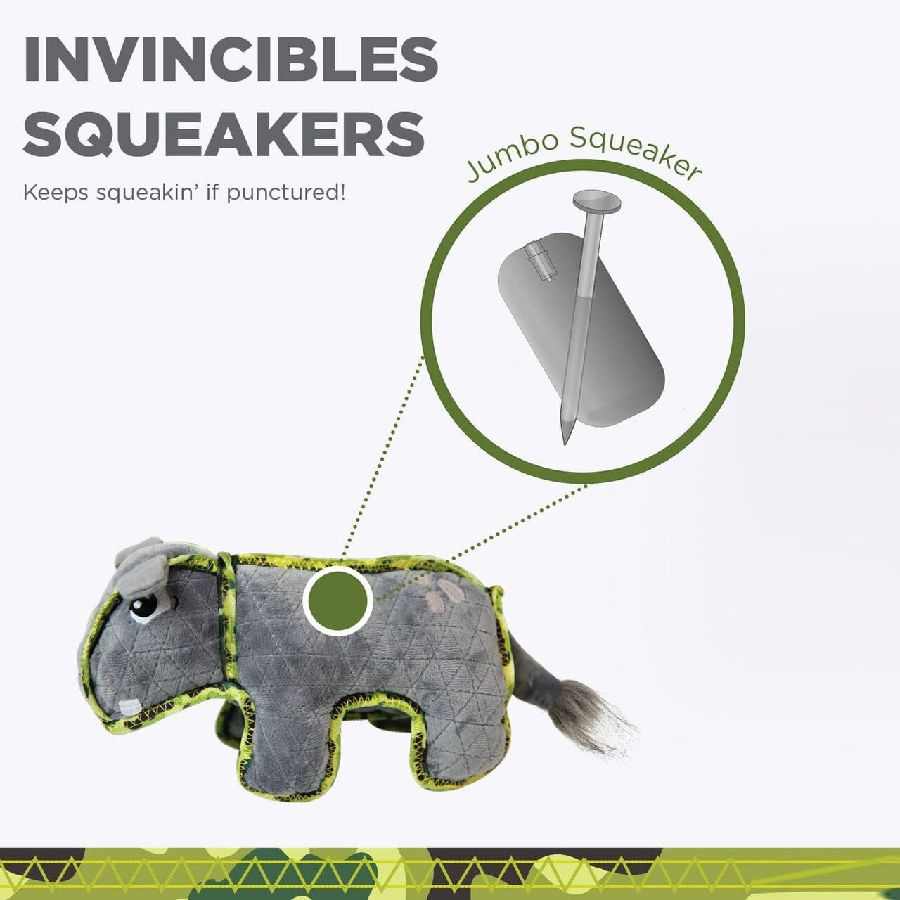 Outward Hound Xtreme Seamz Squeaker Dog Toy - Hippo - Image 5 of 6