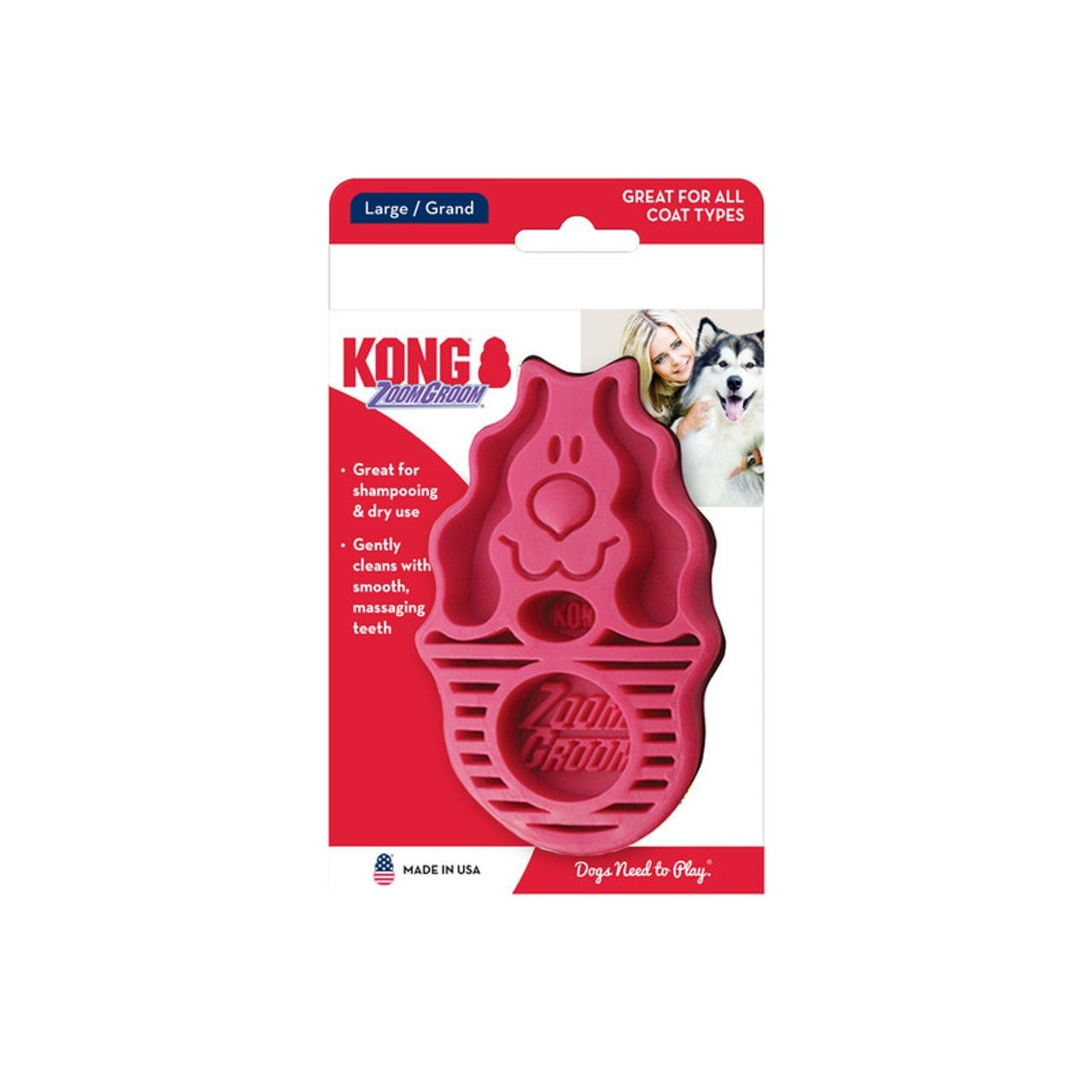 KONG ZoomGroom Dog Brush Raspberry - Image 3 of 5