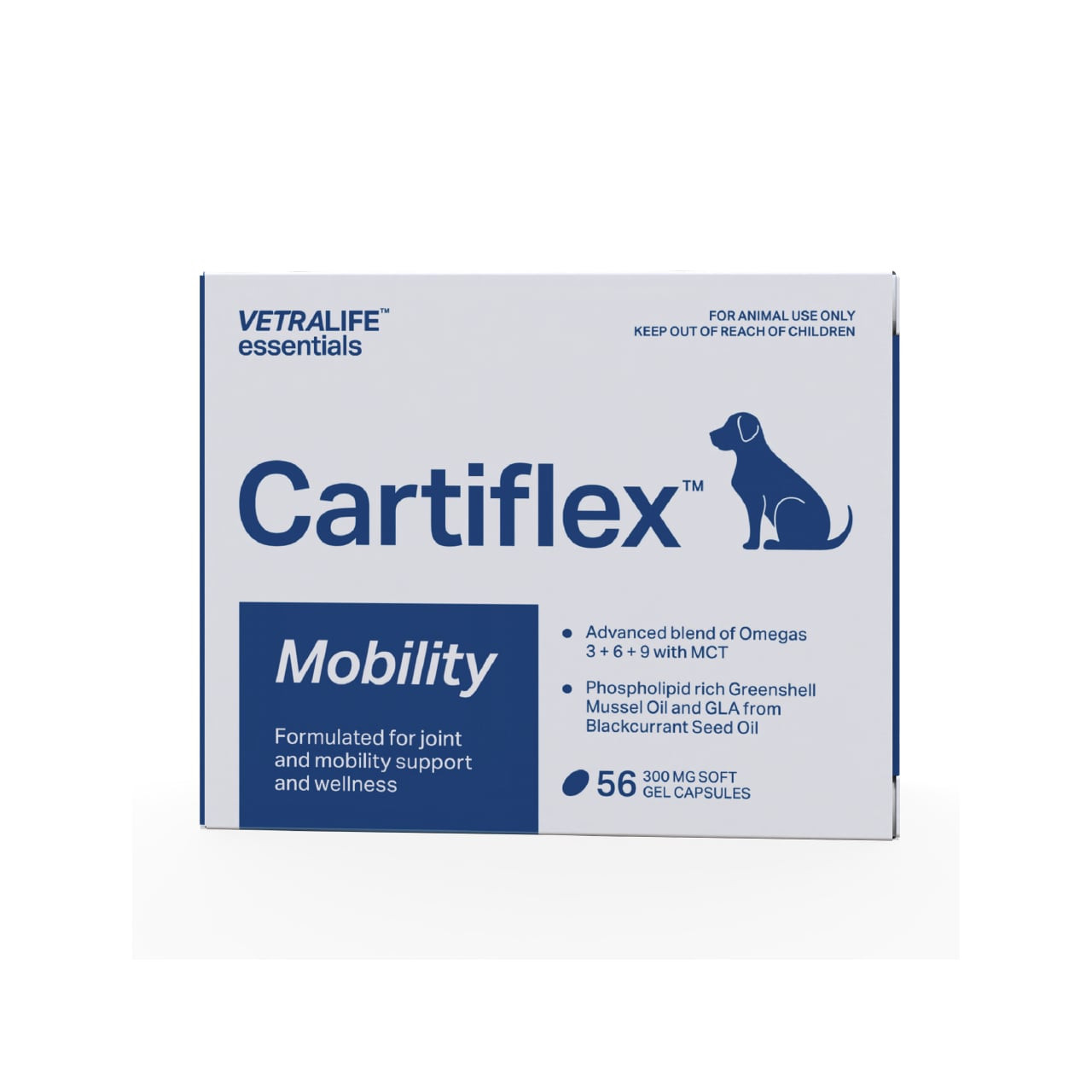 Cartiflex Joint Support for Dogs - 56 Capsules for mobility, joint, and wellness support with omega blend.