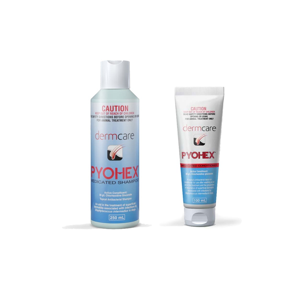 Pyohex Medicated Starter Pack for Dogs: shampoo and cream for skin treatment and care.