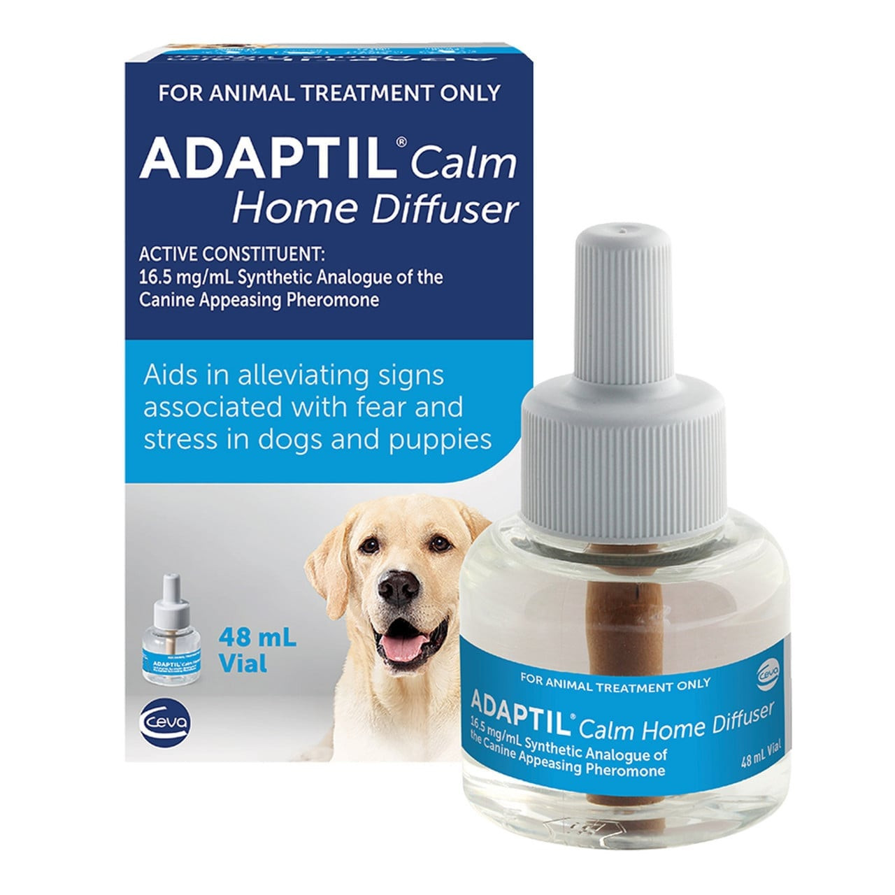 ADAPTIL Calm Home Diffuser refill for dogs, 48mL, reduces stress and anxiety with synthetic appeasing pheromones.