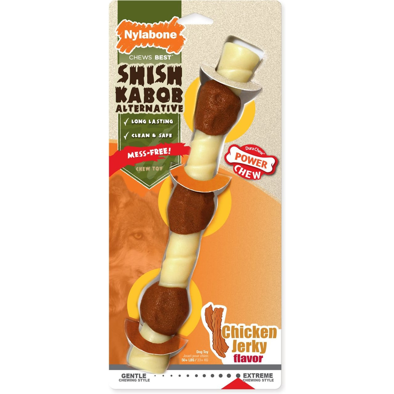 Nylabone Shish Kabob Alternative Power Chew Chicken Jerky Flavored Dog Toy Souper