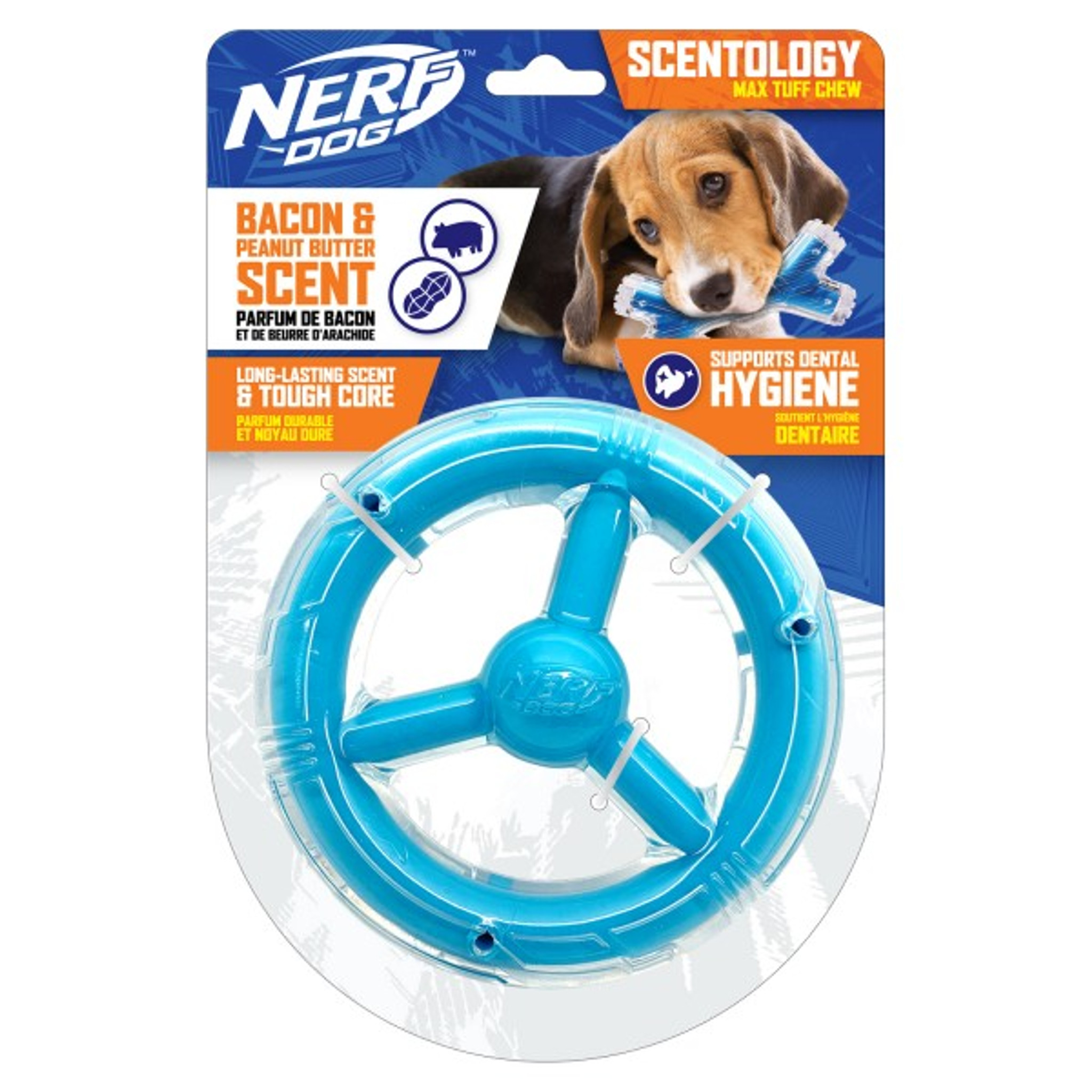 NERF DOG Scentology Orbit Ring, Bacon/Peanut Butter Scent, 16.5cm