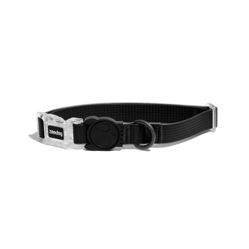 Zee.Dog Neopro Black Collar for pets, stylish and durable with adjustable fit and secure buckle.