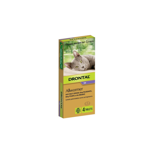 Drontal Allwormer Tablets for Cats up to 4 kg - 4 Pack - Image 1 of 2