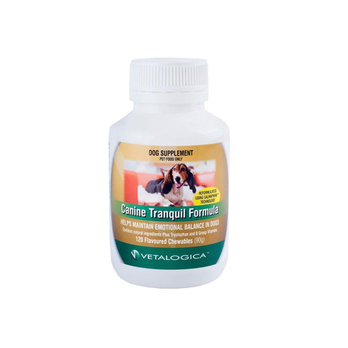 Vetalogica Canine Tranquil Formula for Dogs - 120 chews for emotional balance and calmness.