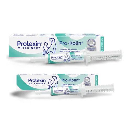 Protexin Pro Kolin+ Probiotic Paste for Dogs & Cats in packaging, promotes pet digestive health.