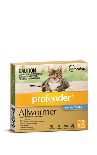 Profender Allwormer for Cats 2.5-5kg - Blue 2 Doses