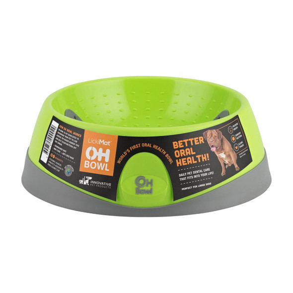 OH Bowl by LickiMat - Oral Health Food Bowl for Dogs: Green - Large