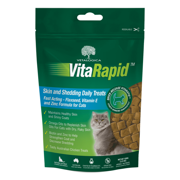 Vetalogica VitaRapid Skin & Shedding Daily Treats For Cats 100g
