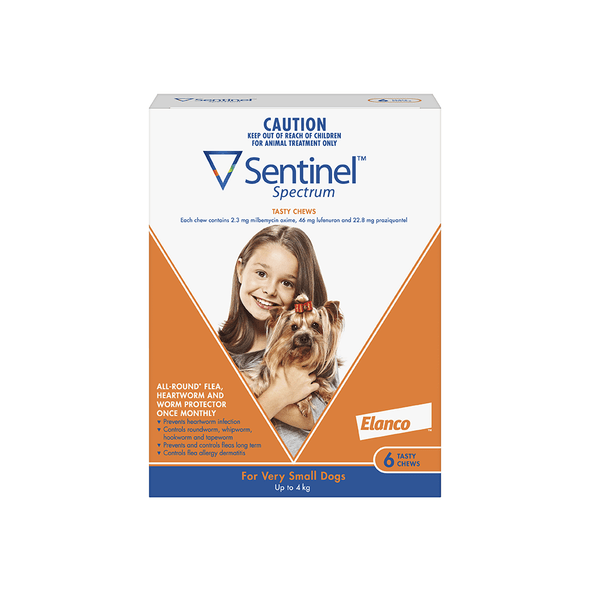 Sentinel Spectrum Tasty Chews for Dogs <4kg - Orange 6 pack
