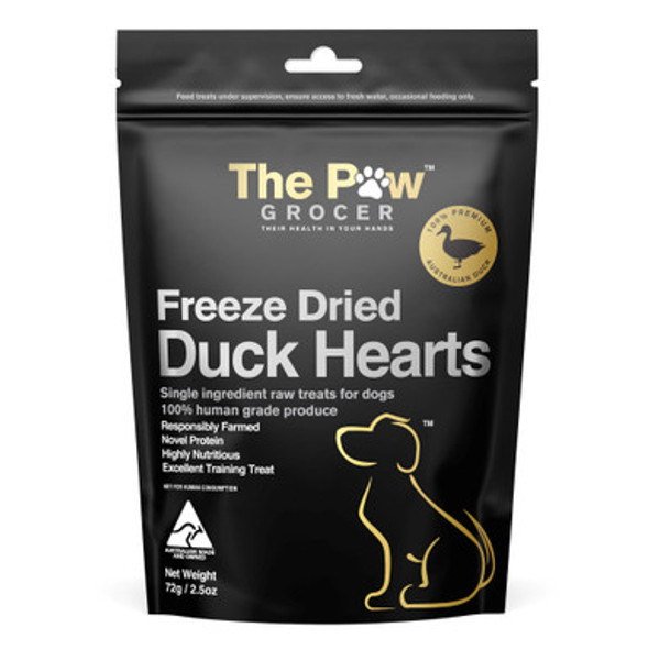 The Paw Grocer - Black Label Freeze Dried Duck Heart for Dogs 72g
