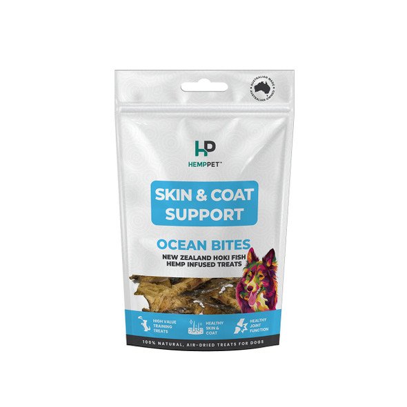 HempPet Hoki Fish Hemp Infused Treats for Dogs, 70g - Skin & Coat Support, natural and healthy dog snacks.