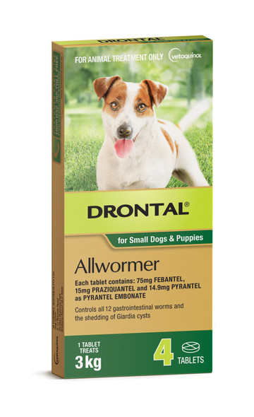 Drontal Allwormer Tablets for Small Dogs 3 kg - 4 Pack