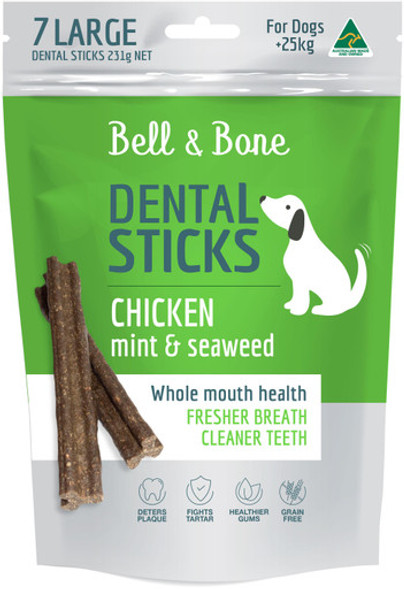 Bell & Bone Dental Sticks - Chicken, Mint & Seaweed, Large 7 Sticks