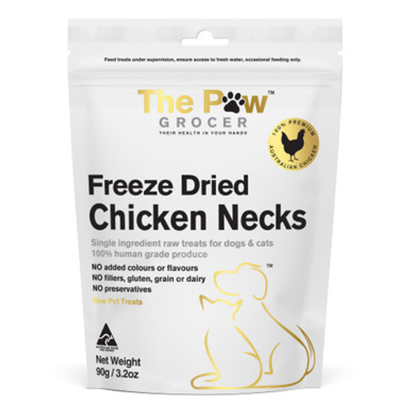 The Paw Grocer - Freeze Dried Chicken Necks for Cats and Dogs 90g