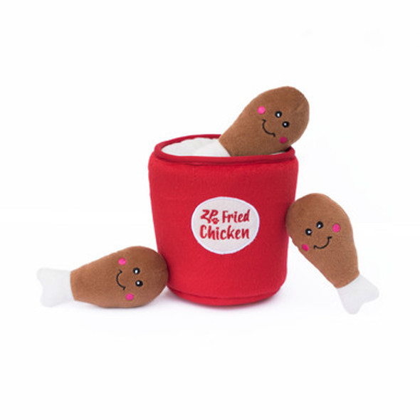 Zippy Paws Burrows Interactive Squeaker Dog Toys - Bucket of Chicken