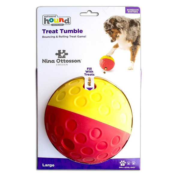 Nina Ottosson Treat Tumble Ball for Cats & Dogs - Large (Red/Yellow) - Image 1 of 3