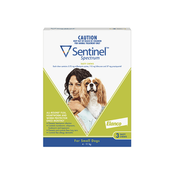 Sentinel Spectrum Tasty Chews for Small Dogs 4-11 kg - Green 3 pack