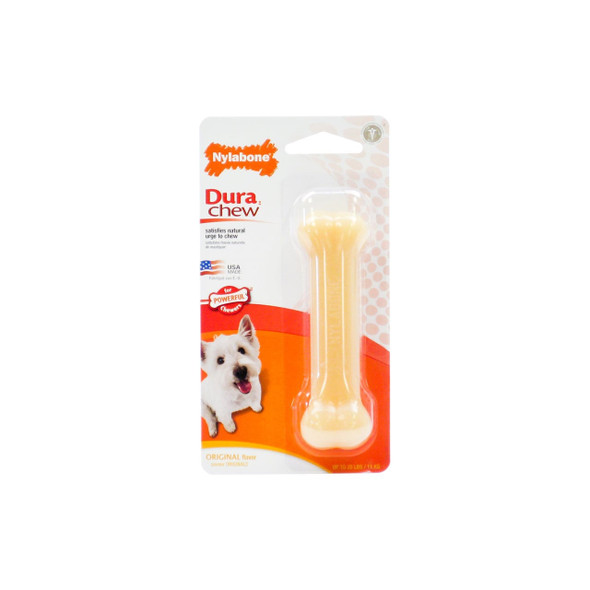 Nylabone Dura Chew Original Flavor for dogs, tough chew toy, promotes healthy teeth and gums.