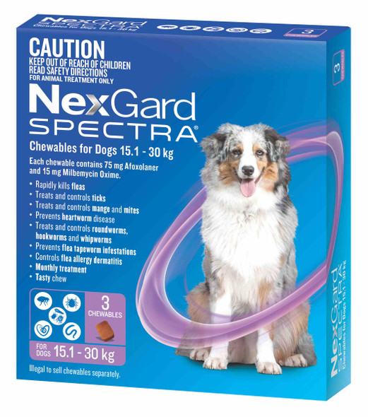 NexGard Spectra Chewables For Large Dogs 15.1-30kg - Purple