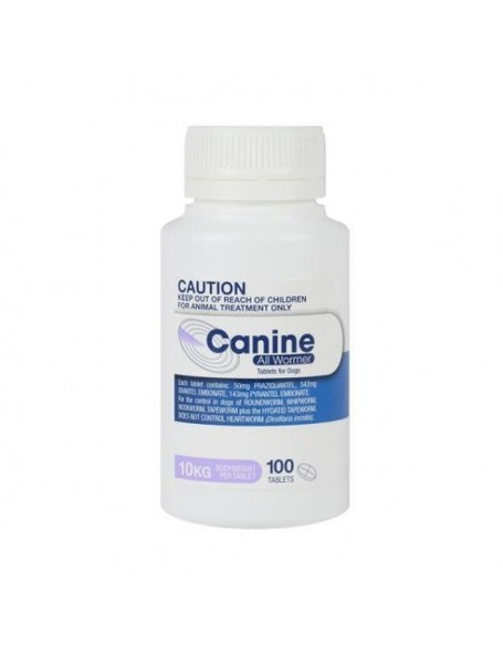 Canine All Wormer Tablets for Dogs 10kg - 100 Tablets