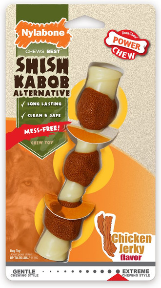 Nylabone Shish Kabob Alternative Power Chew Chicken Jerky Flavored Dog Toy Regular