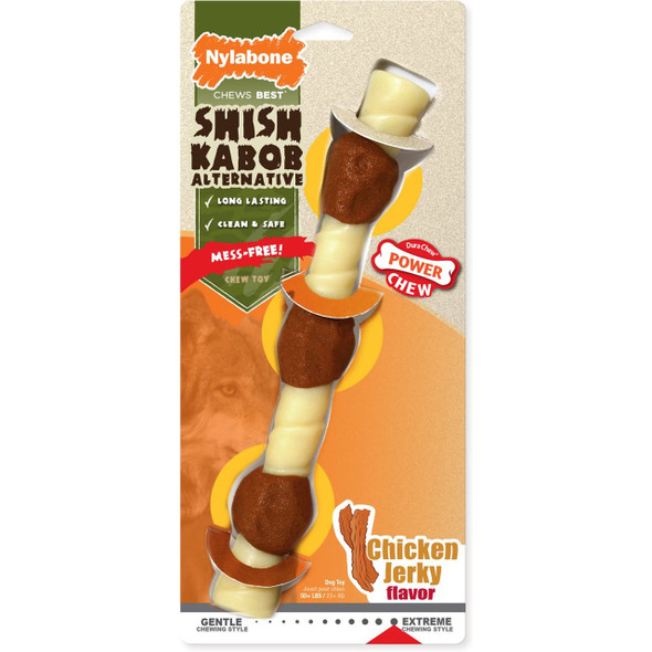 Nylabone Shish Kabob Alternative Power Chew Chicken Jerky Flavored Dog Toy Souper
