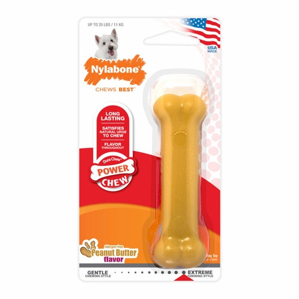 Nylabone Peanut Butter Power Chew Wolf Durable Chew Toy for Dogs
