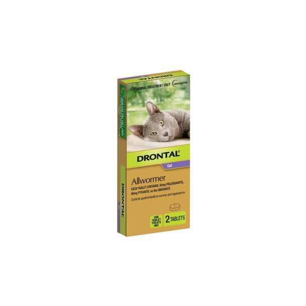 Drontal Allwormer Tablets for Cats up to 4 kg - 2 pack for effective worm treatment and prevention.