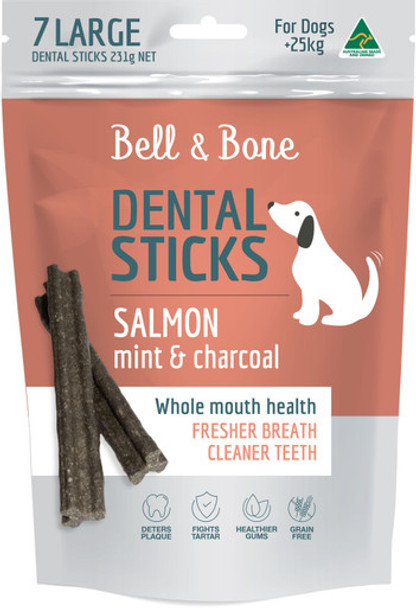 Bell & Bone Dental Sticks - Salmon, Mint & Charcoal, Large 7 Sticks