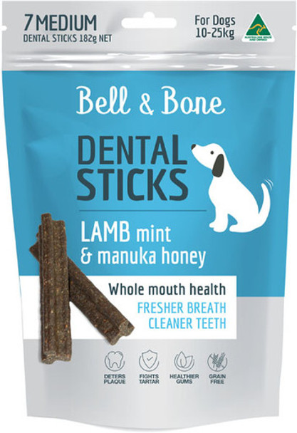 Bell & Bone Dental Sticks - Lamb, Mint & Manuka Honey, Medium 7 Sticks