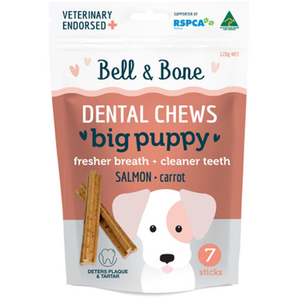 Bell & Bone - Big Puppy Dental Chews - Salmon 7 Sticks