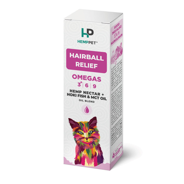 HempPet Hairball Relief Hemp Seed Nectar Oil Blend + Hoki Fish & MCT Oil For Cats 100ml