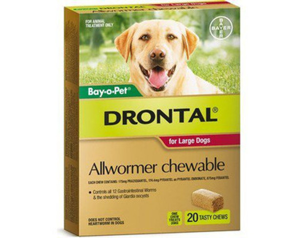 Drontal Allwormer Chews for Dogs up to 35 kg - 20 Pack