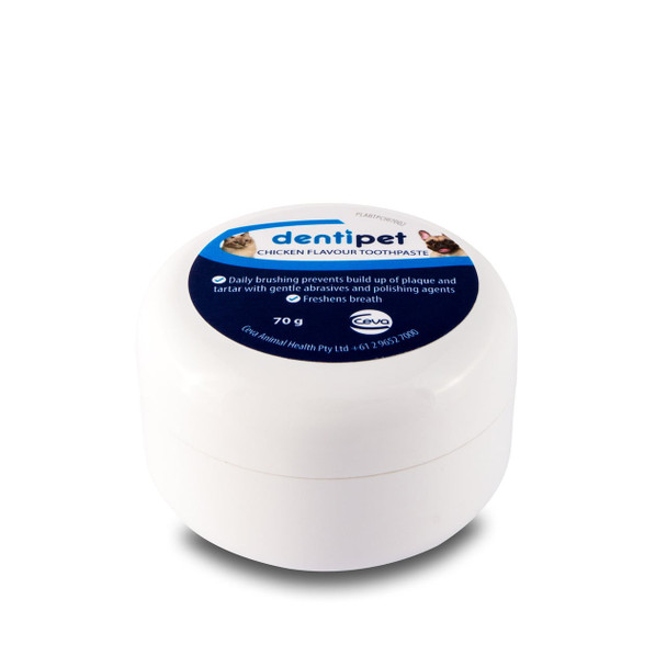 Dentipet Chicken Flavour Toothpaste 70g for pets - helps prevent plaque and freshens breath.
