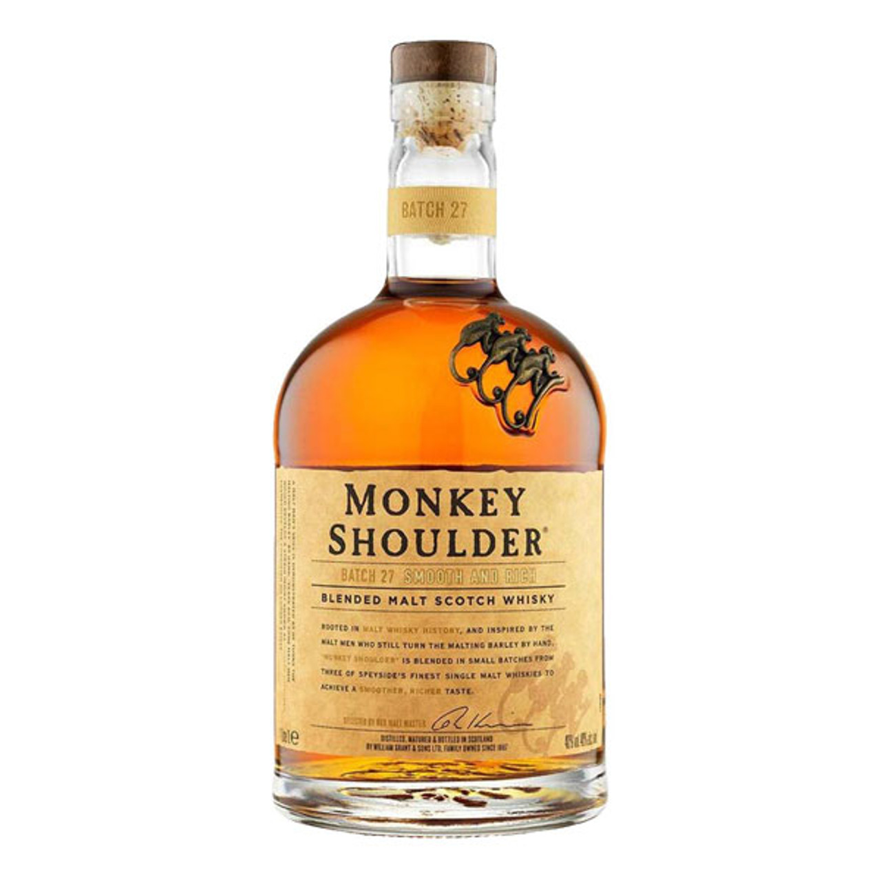 Monkey Shoulder Batch 27 Blended Wally\'s Malt Wine & 750mL Spirits Whisky Scotch 