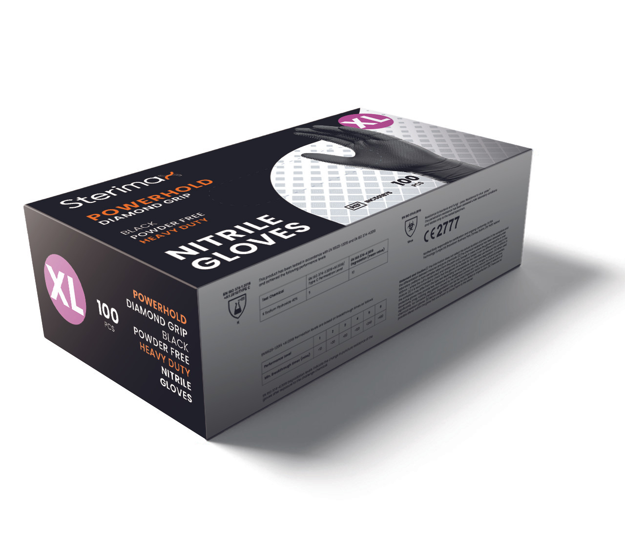 Cygnus Black Short Cuff Nitrile Gloves Powder-Free - X-Large