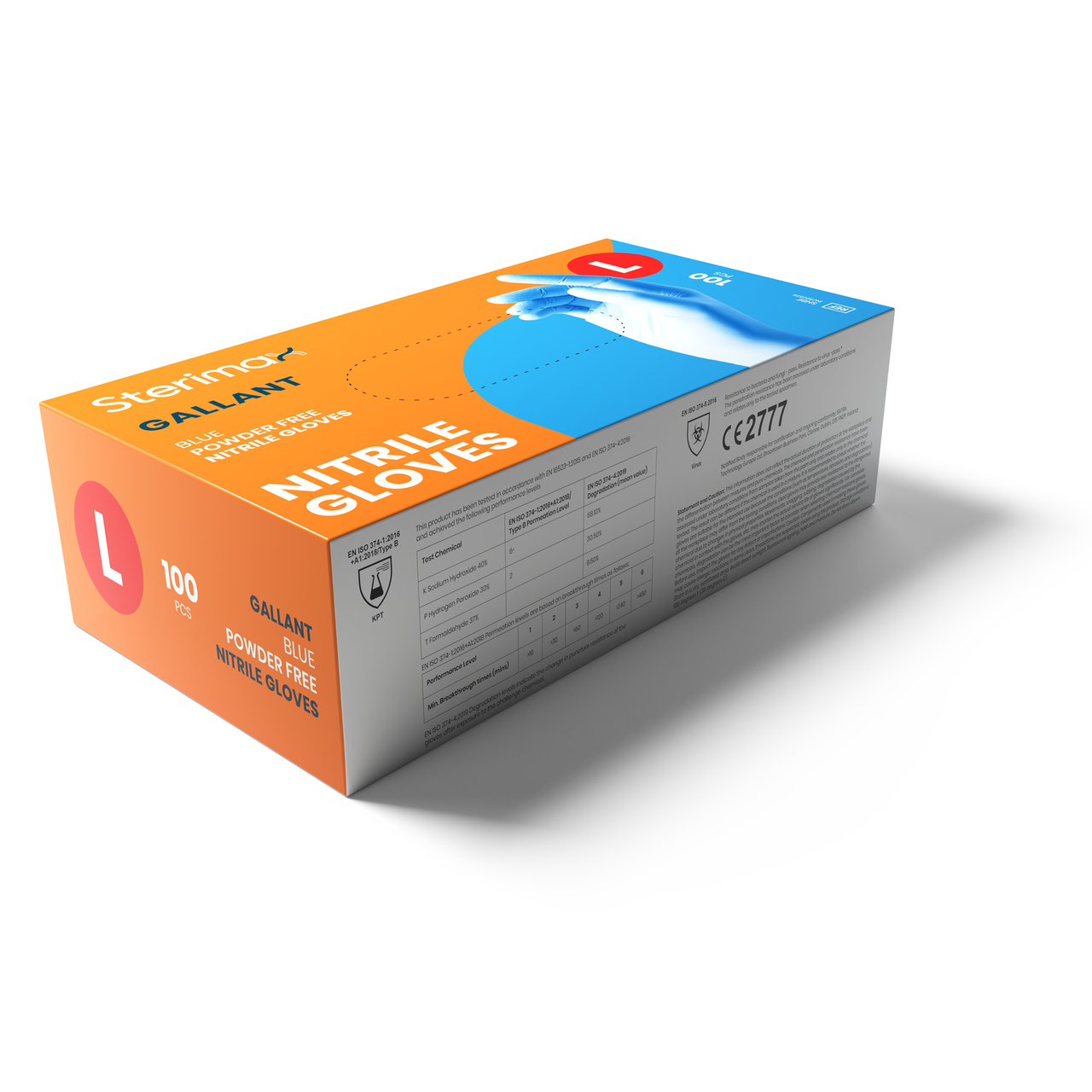 Teknik Blue Nitrile Powder-Free Disposable Gloves, large