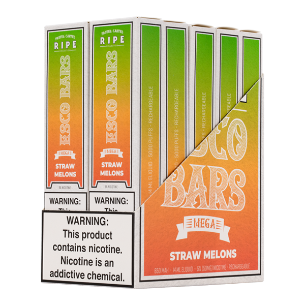 escobar disposable vape Straw Melons Esco Bar Mega Flavour:Lemonade *New* njoy loop pods for Brown