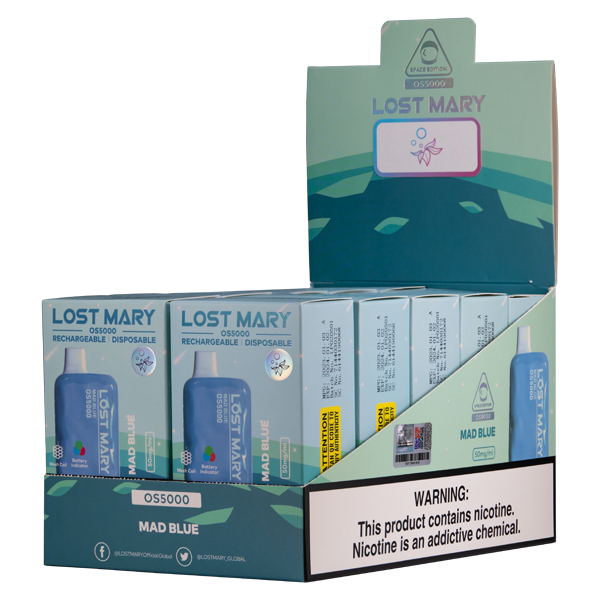 lost mary blue flavors Mad OS5000 Vape Flum Pebble 6000 Disposable premium vape Flavors::Cool Mint